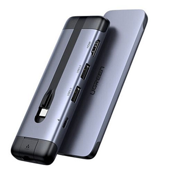 70508 Конвертор сигнала Ugreen CM286 (Type-C - HDMI(4K), 2USB 3.0, Type-C PD, LAN 1Gbit)